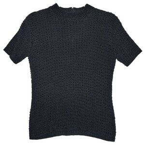 Belldini Top Women's Large Black Embellished Jewel Neck Knit Sweater